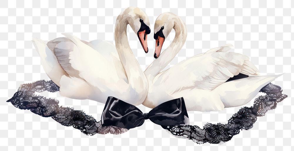 PNG  Elegant swans with black lace