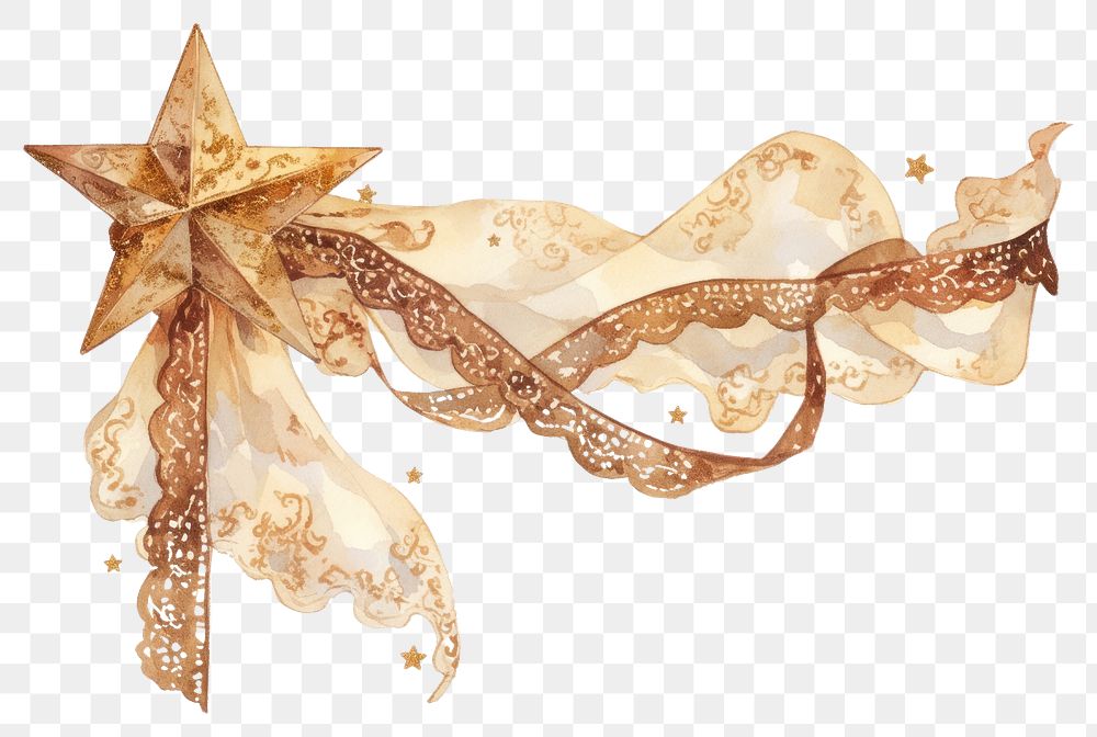 PNG  Elegant festive ribbon star