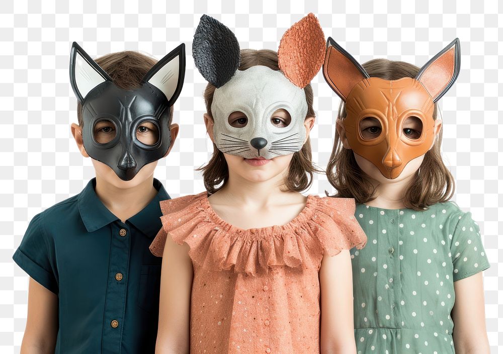 PNG Children wearing animal masks