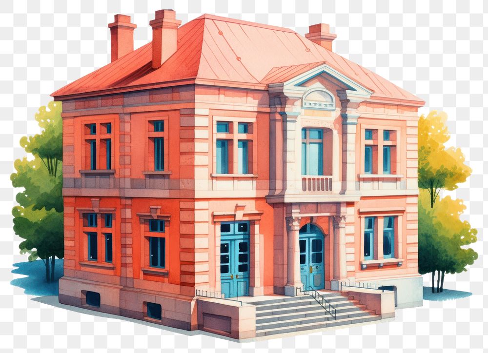 PNG Charming vintage building illustration