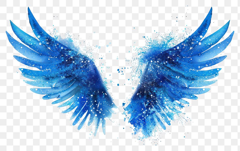 Blue watercolor angel wings illustration