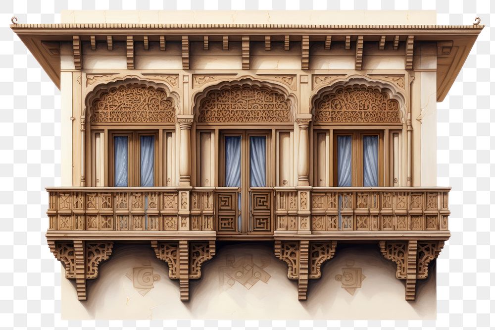 PNG Intricate wooden balcony design