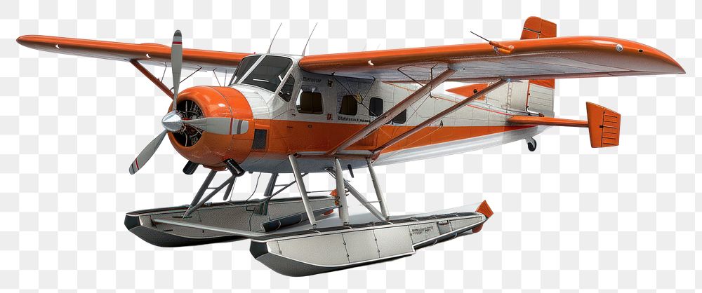 PNG  Orange seaplane with pontoons