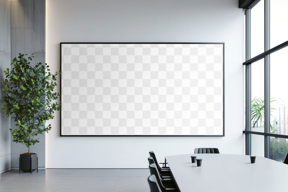 PNG meeting room TV screen mockup, transparent design