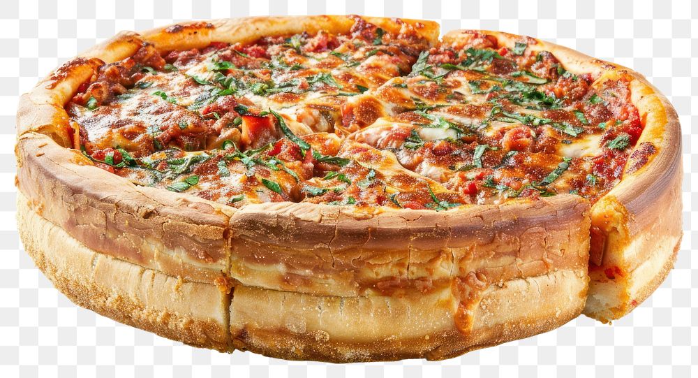 PNG Deep-dish pizza with melted cheese