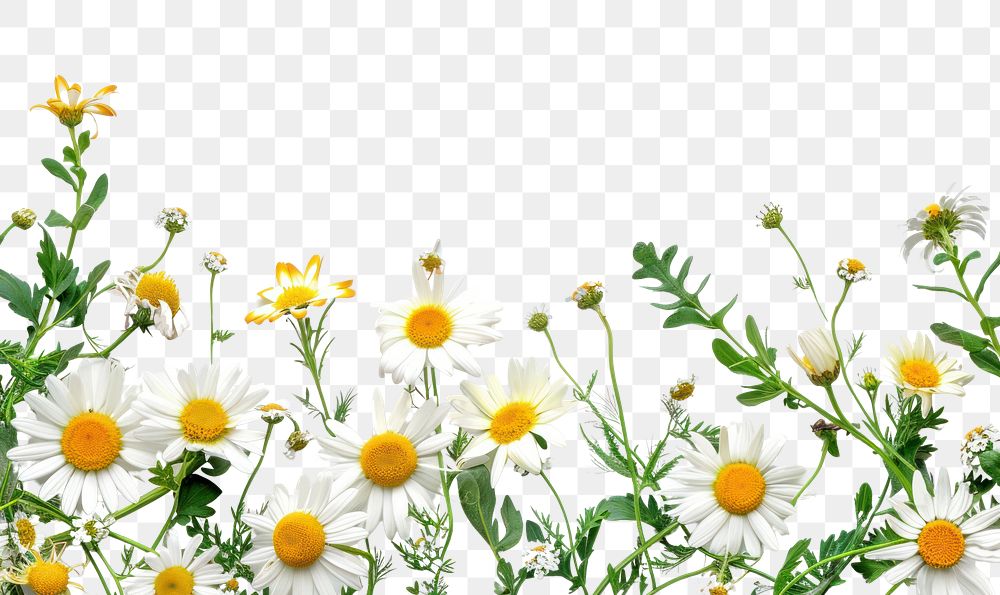 PNG Fresh daisies on white background