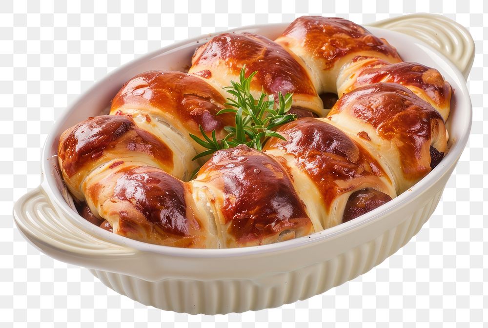 PNG Baked pigs in a blanket croissant food meat.