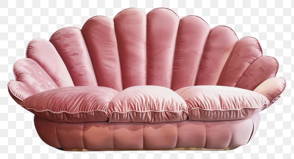 PNG Elegant pink shell-shaped sofa