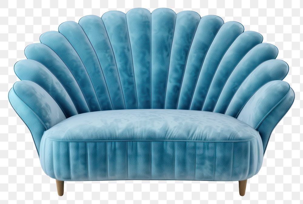 PNG Elegant blue shell-shaped sofa