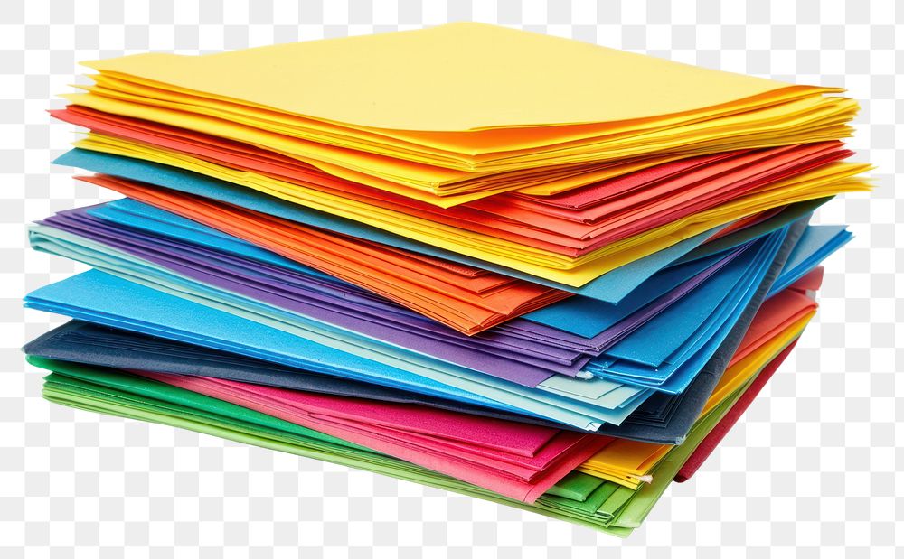 PNG Colorful stacked paper sheets