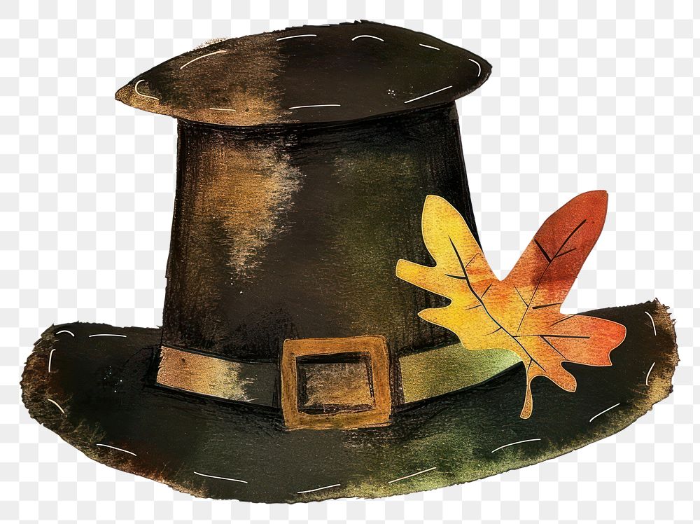 PNG Rustic Pilgrim hat autumn leaf