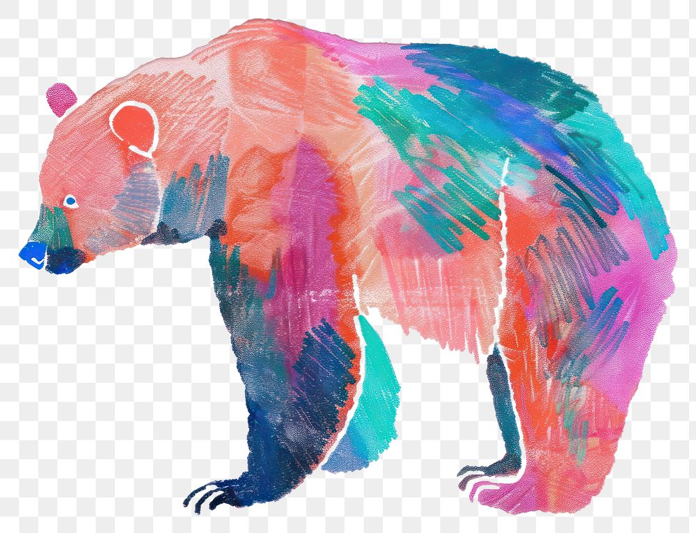 PNG  Colorful abstract bear illustration