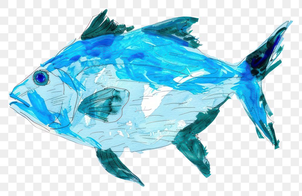 Vibrant blue fish illustration art