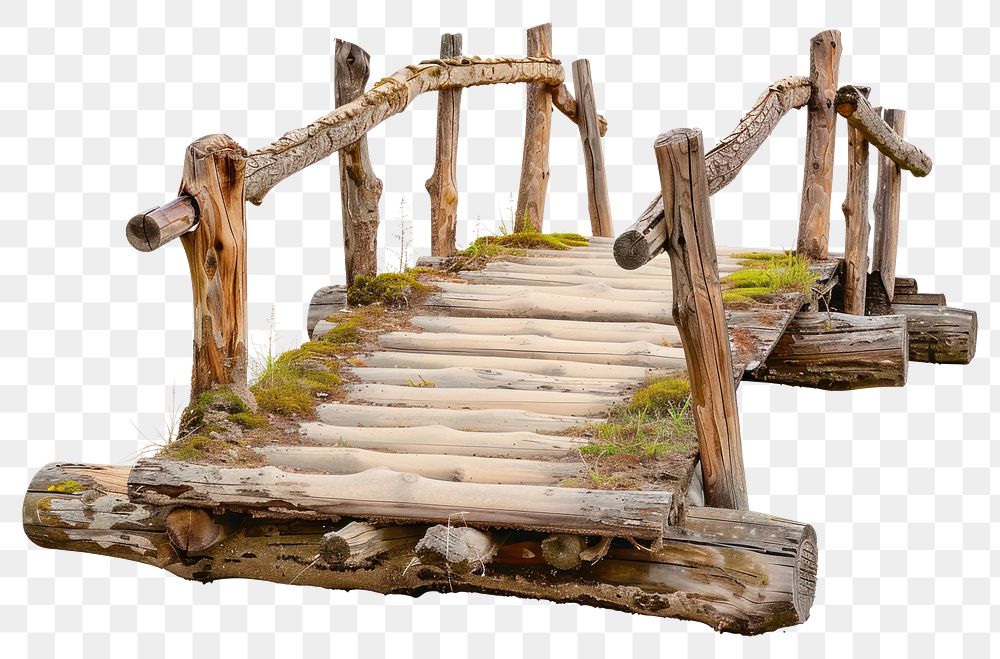 PNG Rustic wooden bridge, transparent background