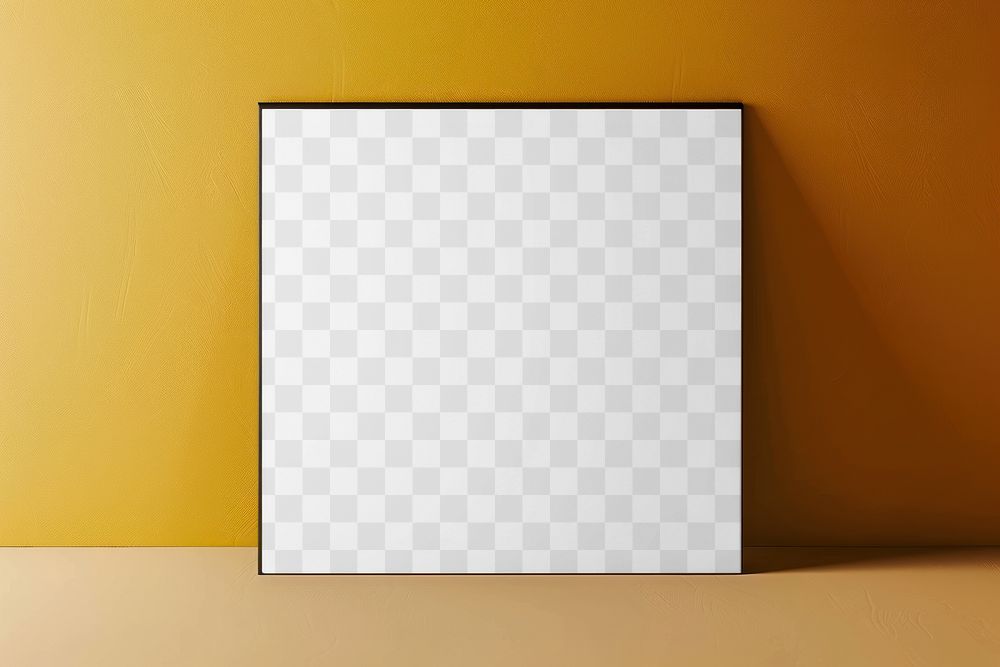 PNG square black photo frame mockup, transparent design