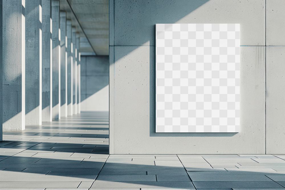 PNG wall poster mockup, transparent design