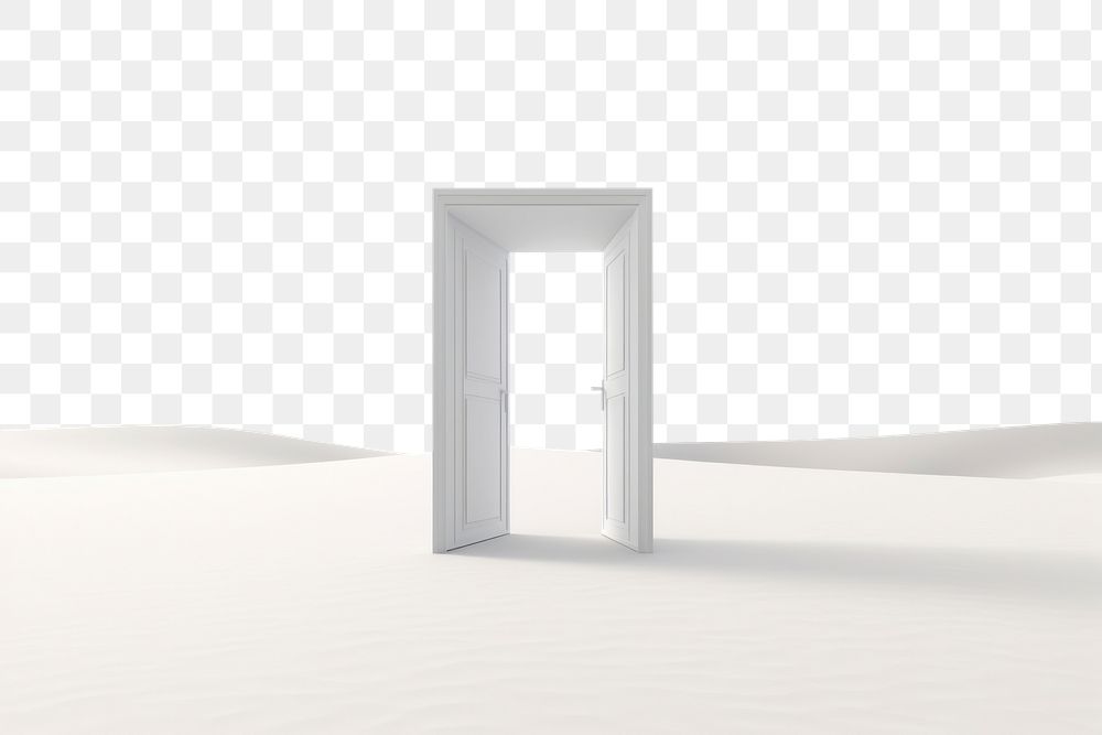 PNG Open door in desert border, transparent background