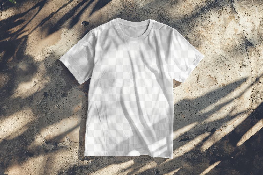 PNG flatlay realistic t-shirt mockup, transparent design