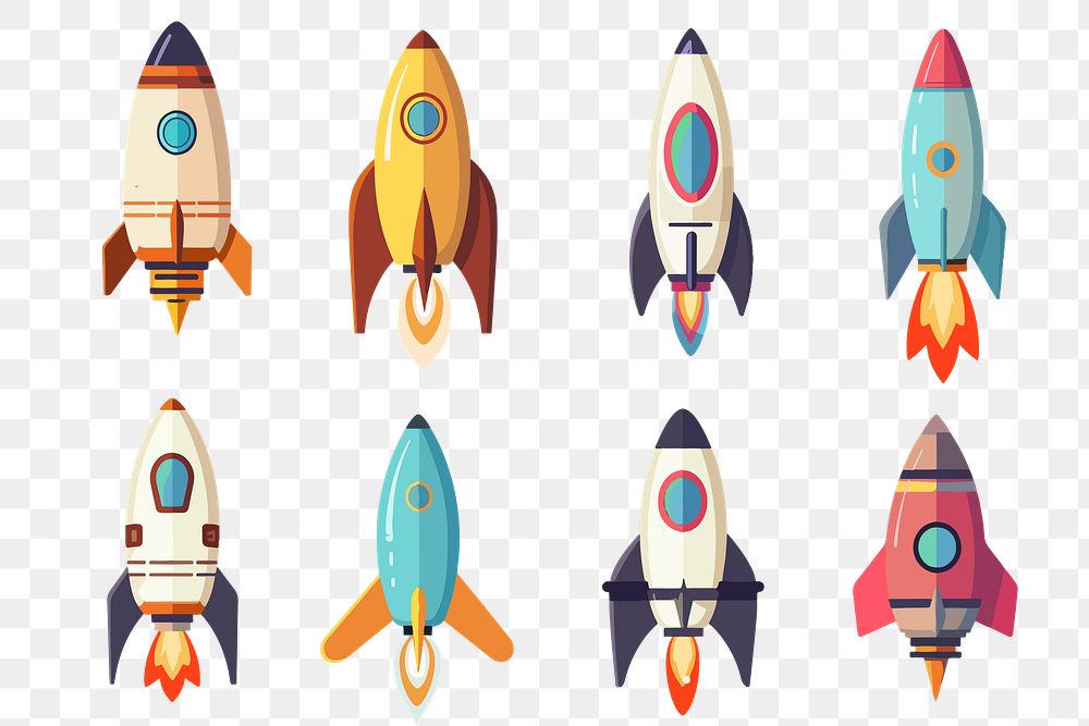PNG spaceship rocket element set, | Free PNG - rawpixel