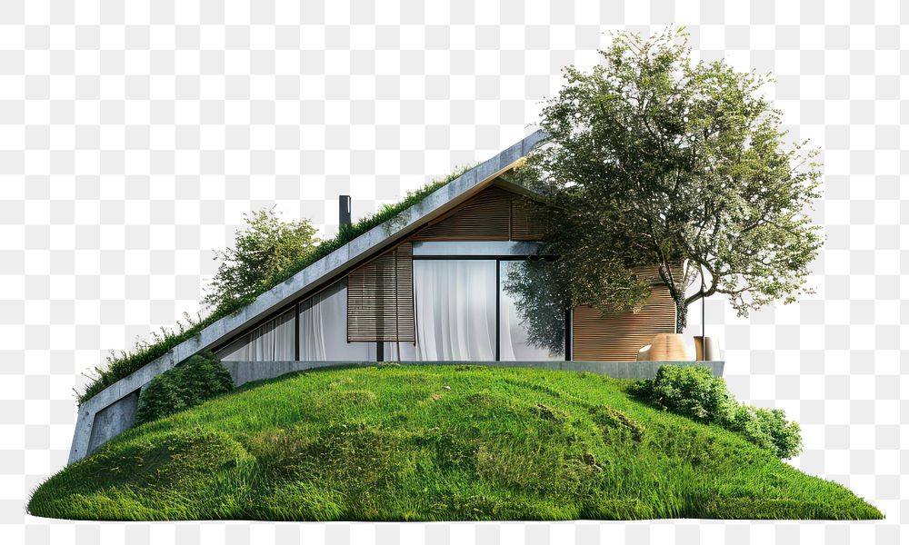 PNG Small modern ecofriendly house architecture grassland building.