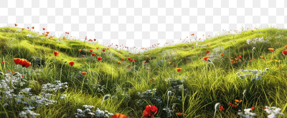 PNG Hilly spring fields countryside vegetation grassland.