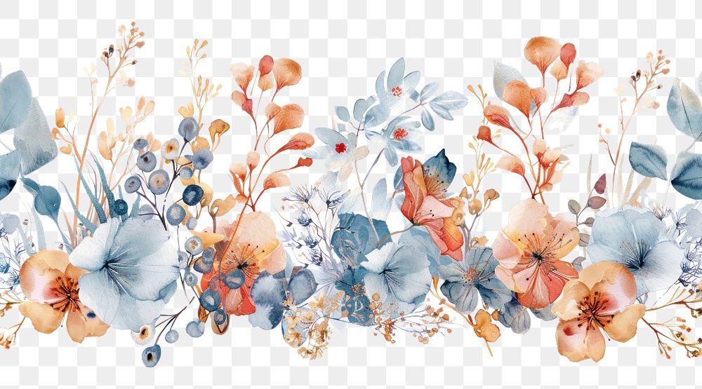 PNG Delicate watercolor floral border illustration