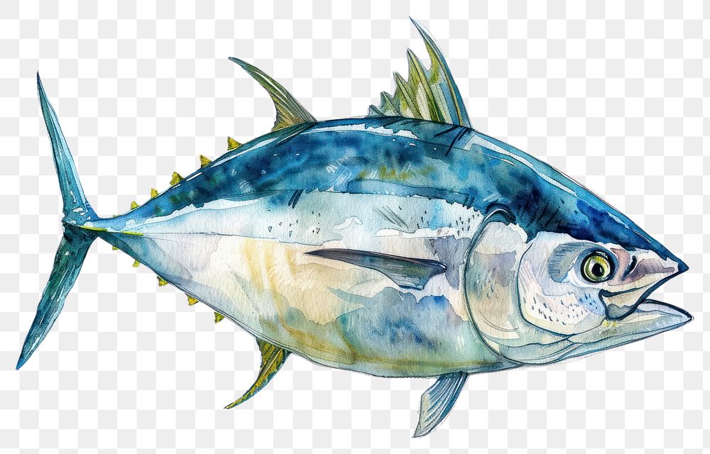 PNG Detailed watercolor tuna illustration