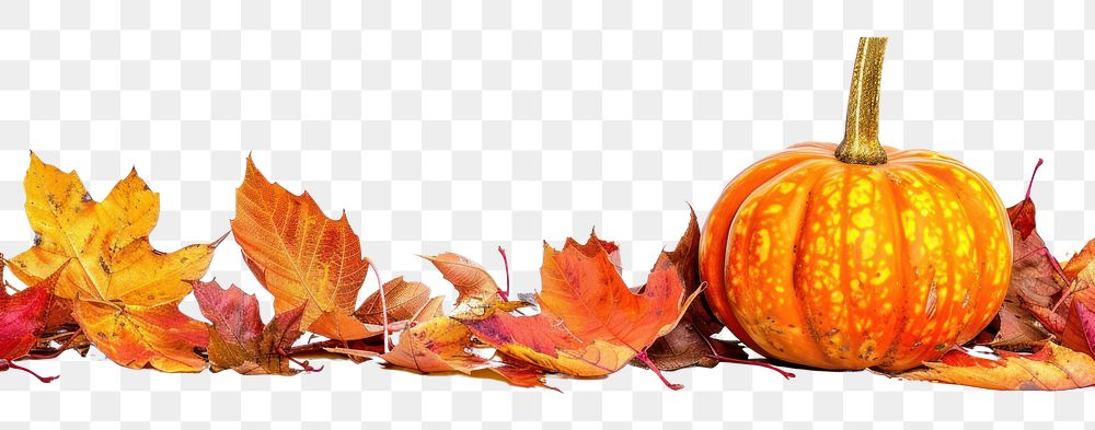 PNG  Autumn leaves pumpkin seasonal decoration