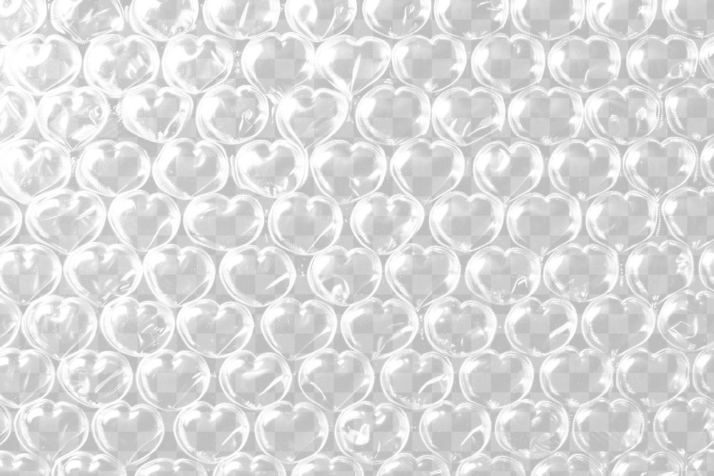 Heart-shaped metallic bubble wrap png texture overlay, transparent background