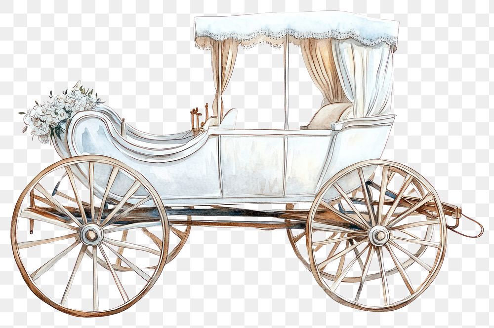 PNG Elegant vintage wedding carriage illustration