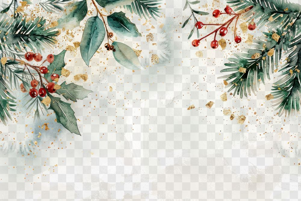 PNG Winter watercolor background leaves leaf christmas.