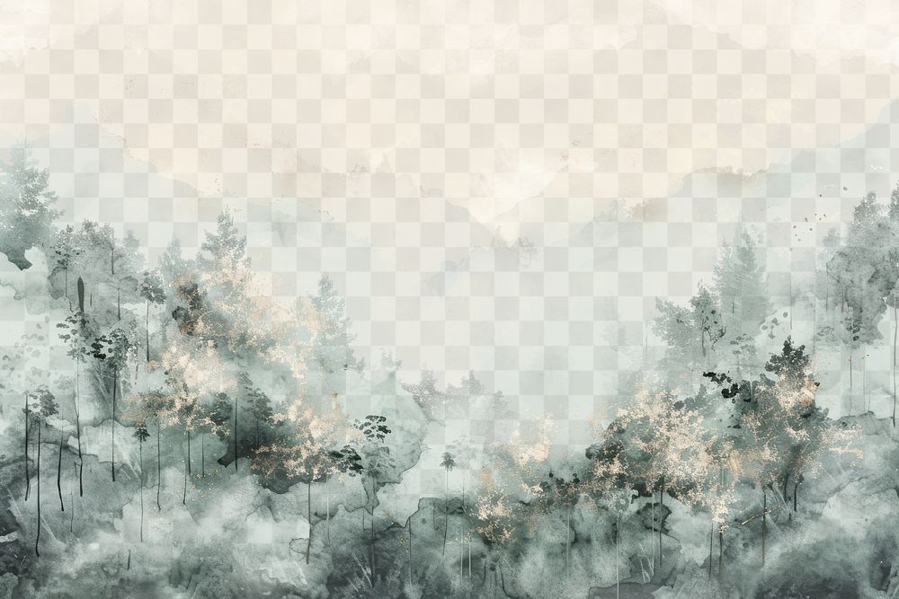 Mystical forest watercolor  png paint texture overlay, transparent background