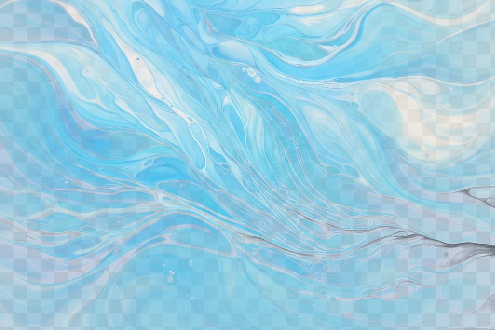 Abstract fluid blue waves png paint texture, transparent background