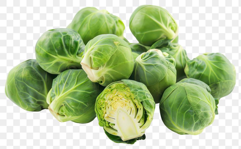 PNG Brussels sprouts vegetable produce plant.