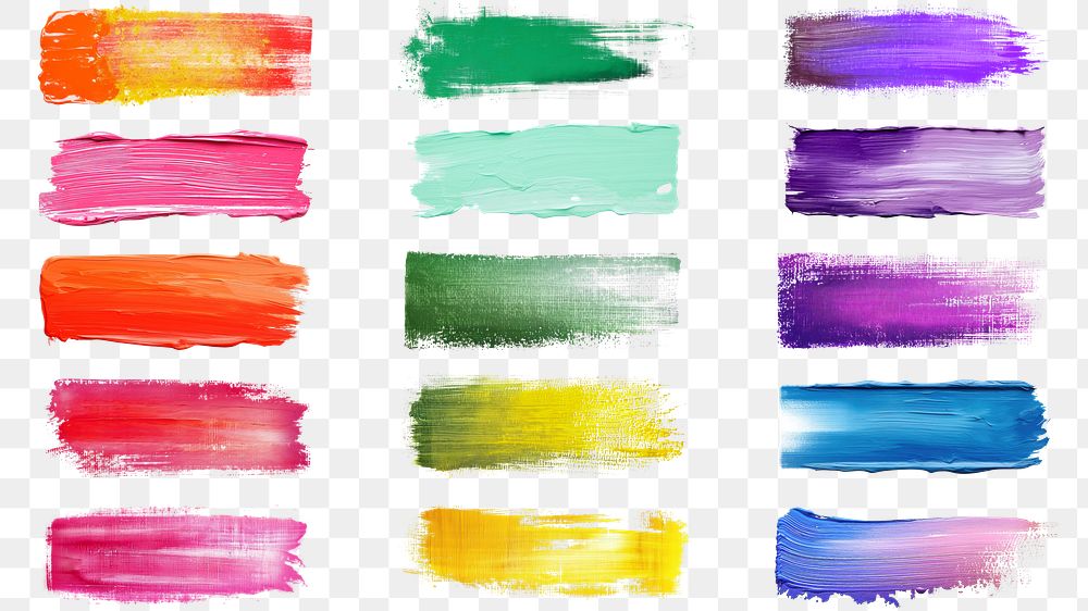 PNG colorful brush stroke design element set, transparent background