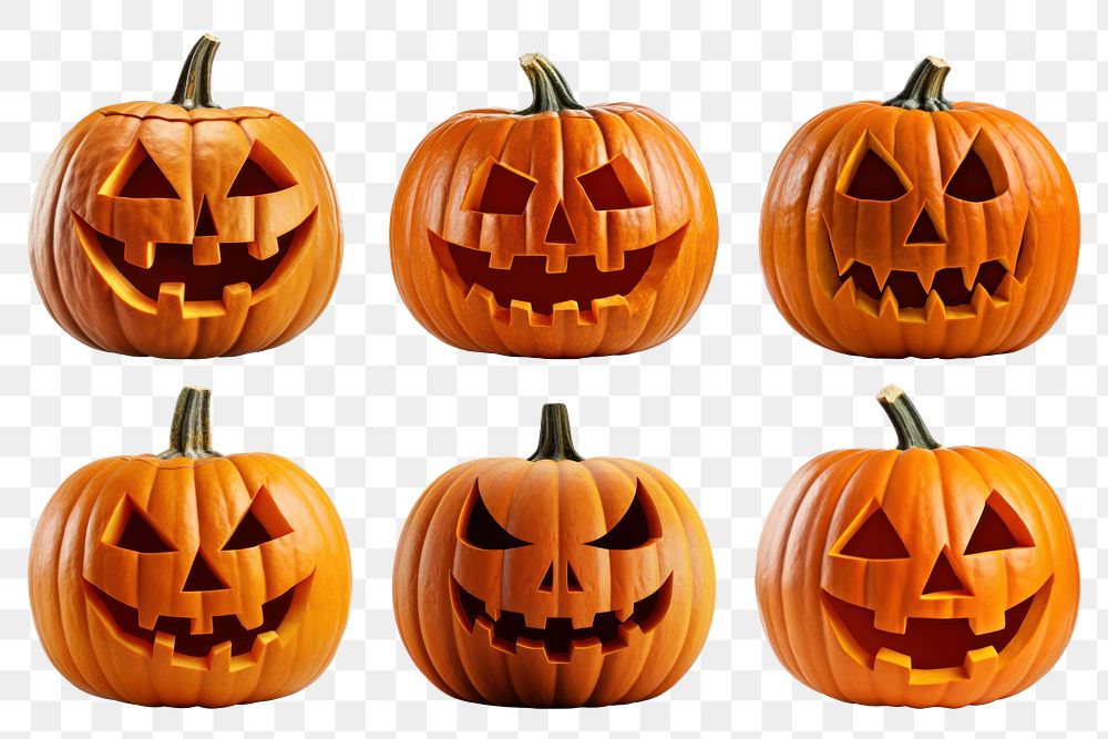 PNG halloween pumpkin element set, transparent background