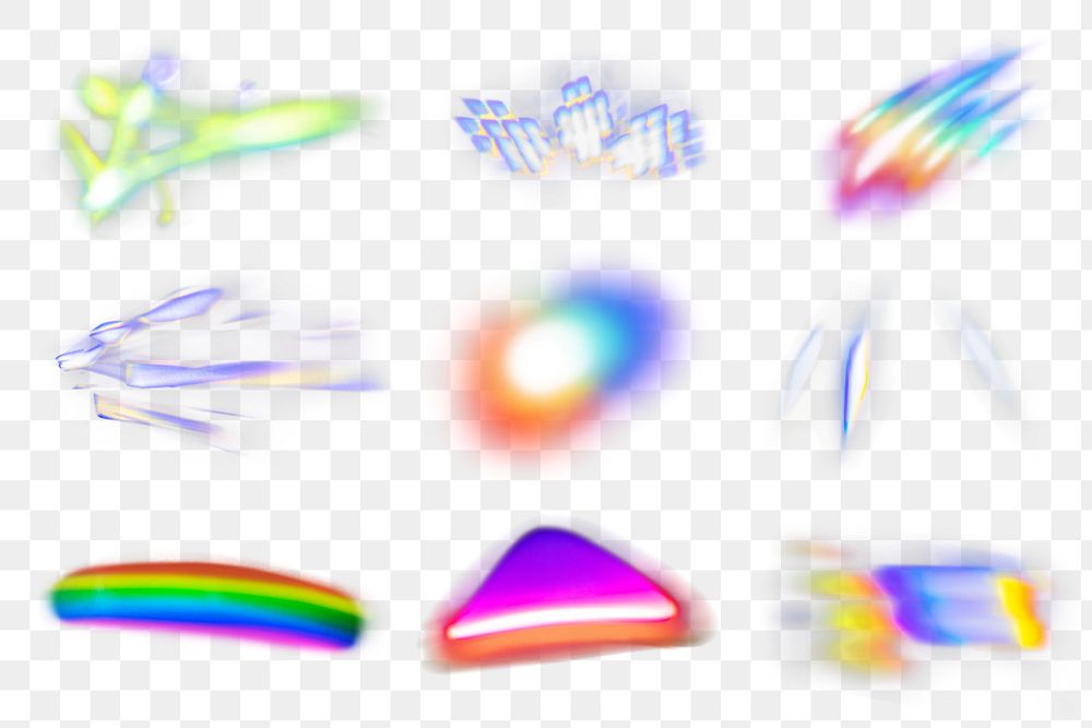 PNG prism effect element set, transparent background