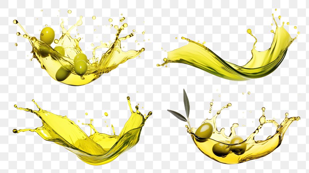 PNG olive oil splash element set, transparent background