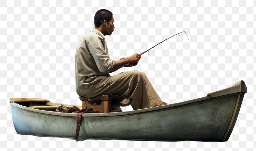 A man fishing a boat recreation outdoors vehicle. 