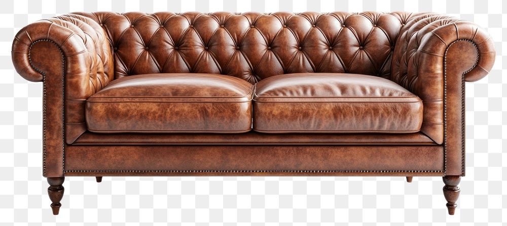 PNG Elegant vintage leather sofa