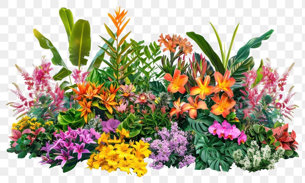 PNG Vibrant tropical flower garden