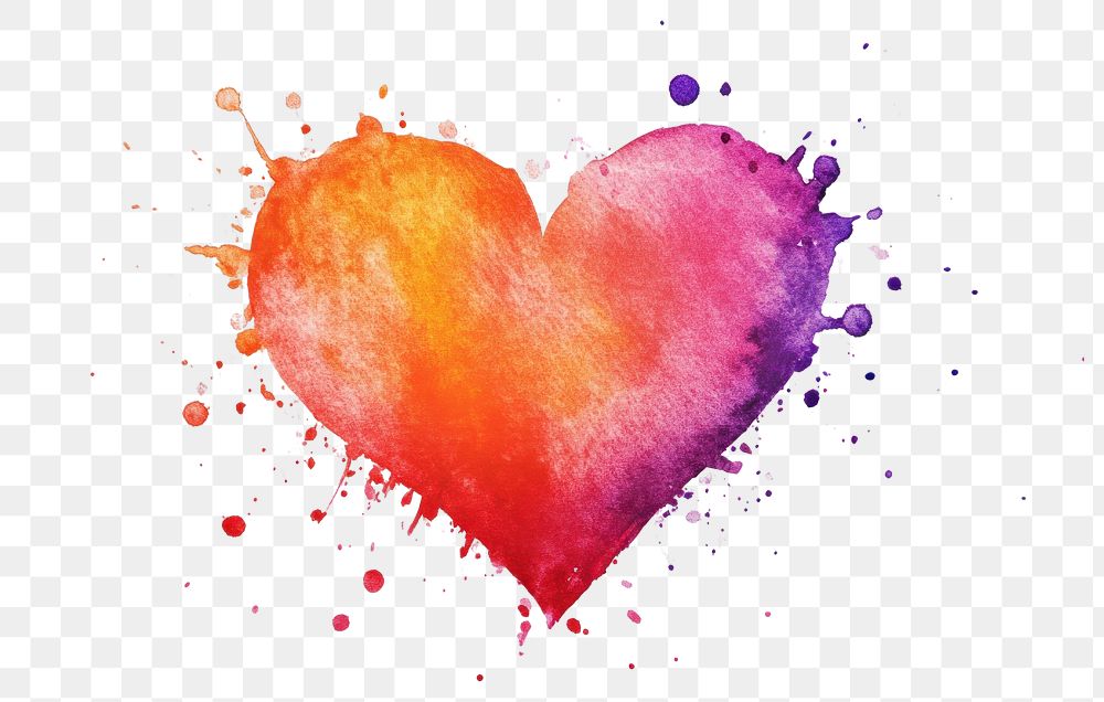 PNG  Vibrant watercolor heart splash