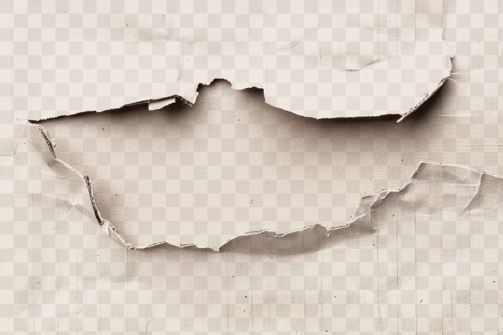 Ripped cardboard textured  png overlay effect, transparent background