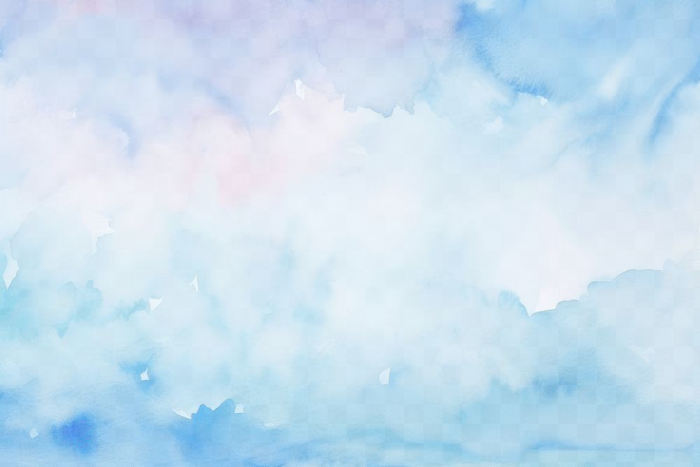 Dreamy watercolor sky  png paint texture overlay, transparent background