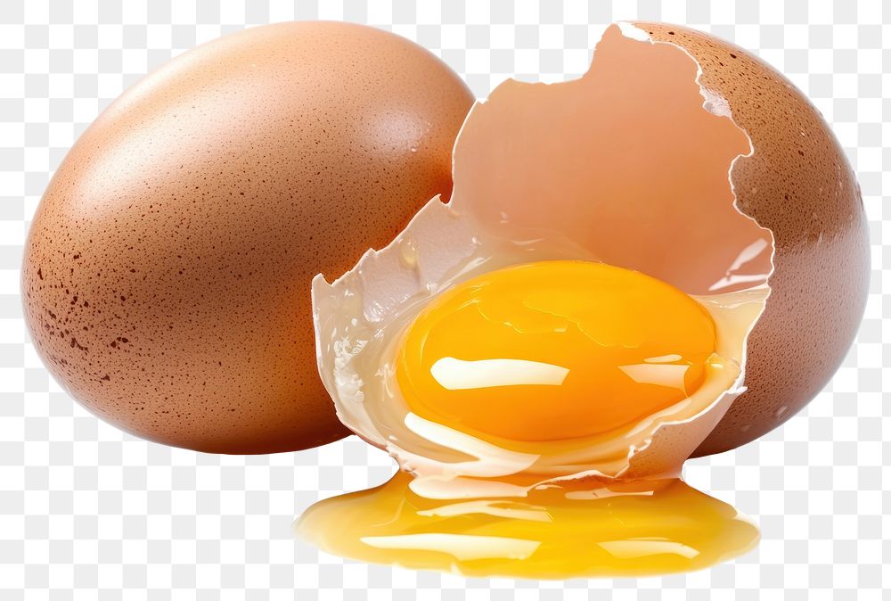 PNG Fresh cracked brown egg yolk