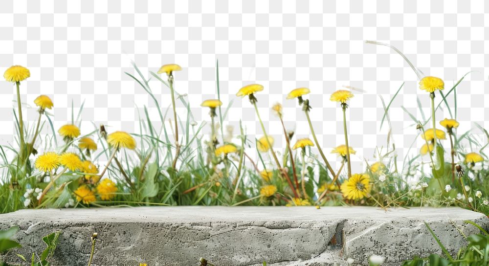 PNG Product podium with dandelions nature outdoors flower.