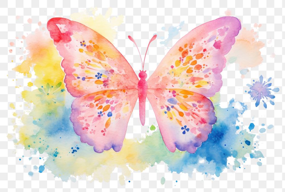 PNG Background butterfly and flower painting petal creativity.