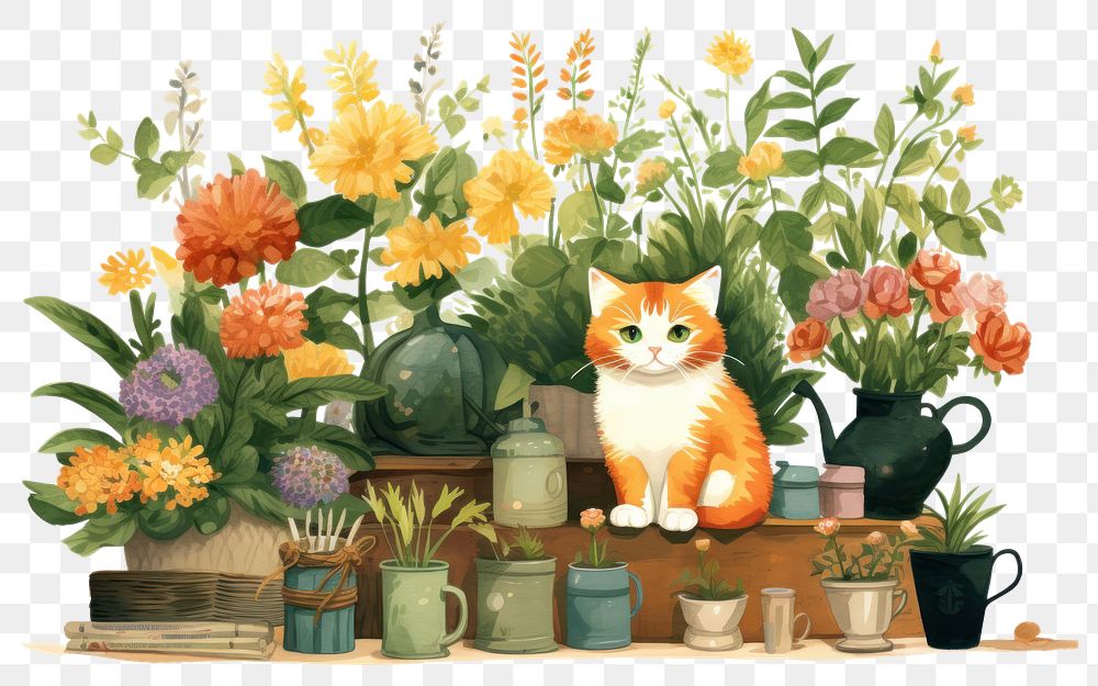 PNG Cat florist mammal flower plant. 