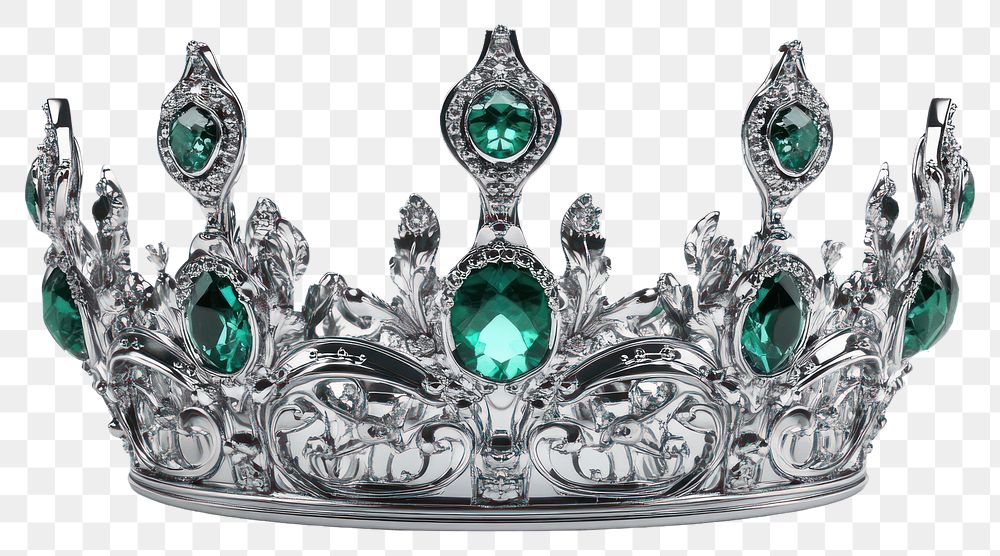 PNG Elegant emerald gemstone silver crown