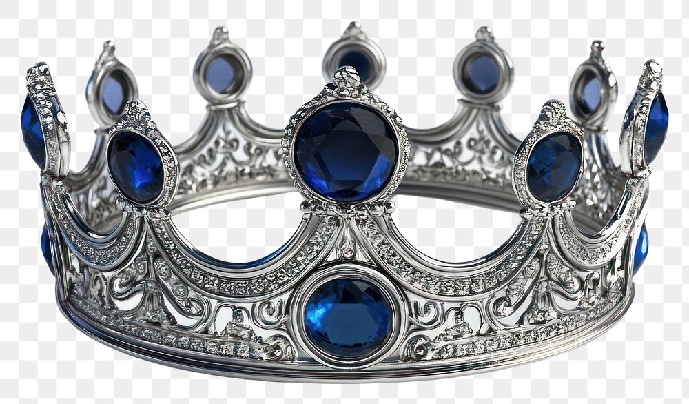 PNG Elegant sapphire-studded silver crown